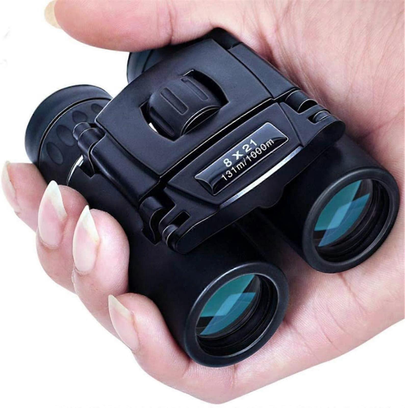 8X21 Compact Zoom Binoculars with Bak4 Optics for Long Range 1000M Viewing, Mini Folding Telescope for Sports and Camping