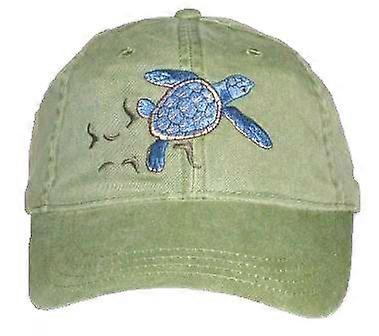 Loggerhead sea turtle embroidered cotton lid green