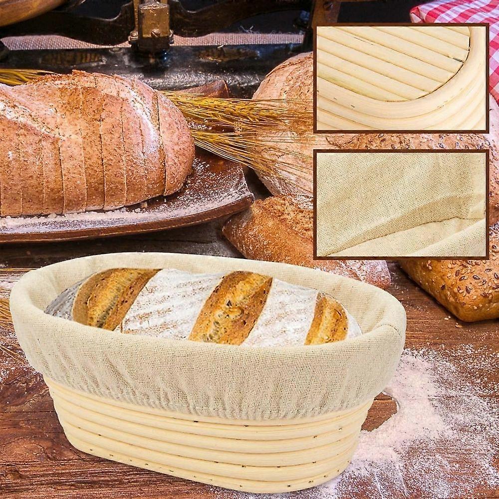 Oval Rattan Proofing Basket for Bread Dough, with Liner