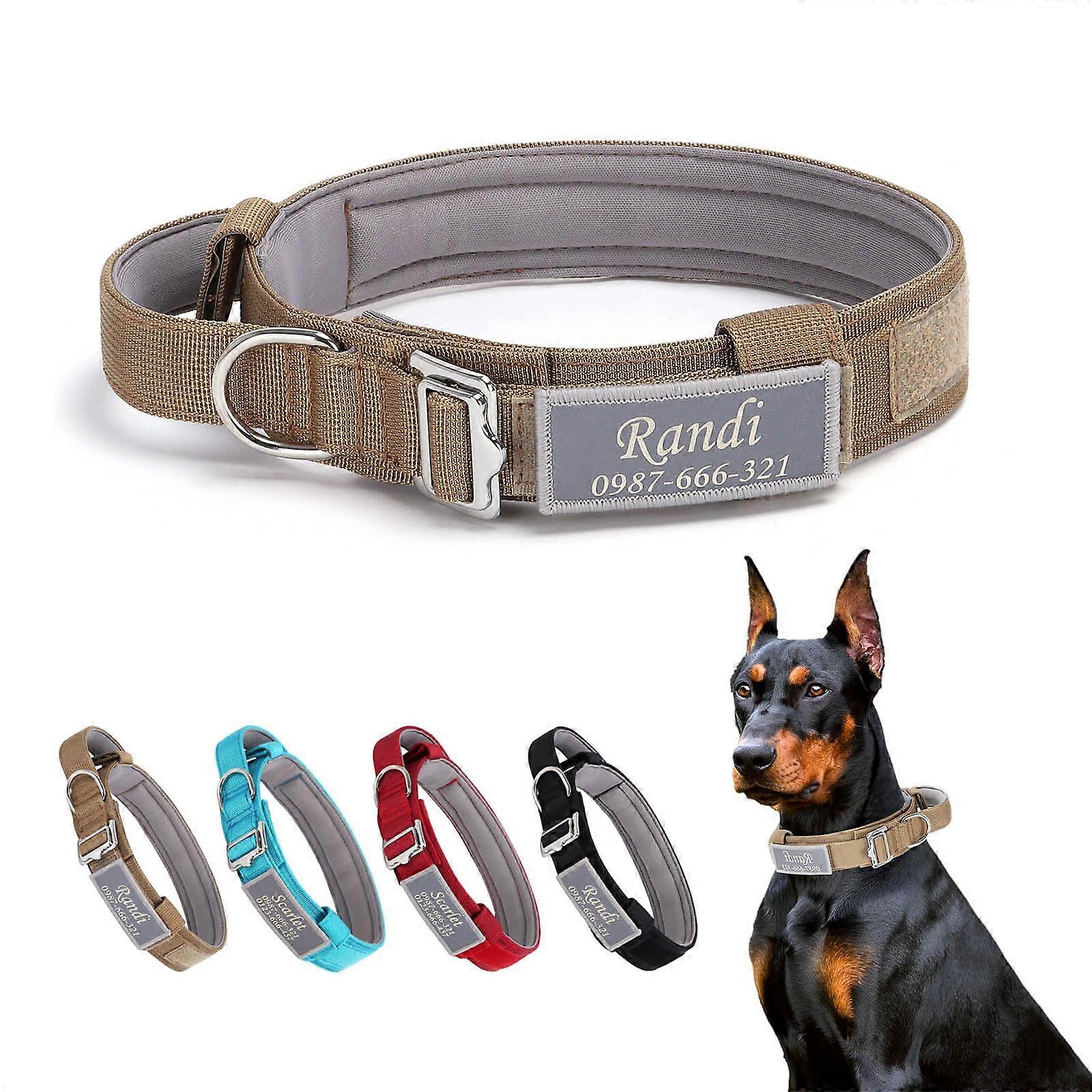 Tactical Dog Collar Military Dog Collar Adjustable with Name Tags, Dog Nylon Collars with Handle for Medium and Large Dog Training