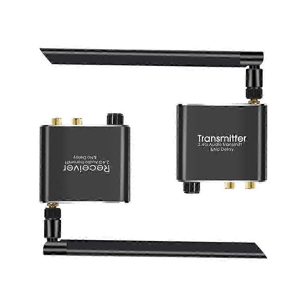 50M 2.4G bezdrátový audio hudební vysílač a přijímač s 3,5 mm R / L RCA bezdrátovým audio adaptérem pro
