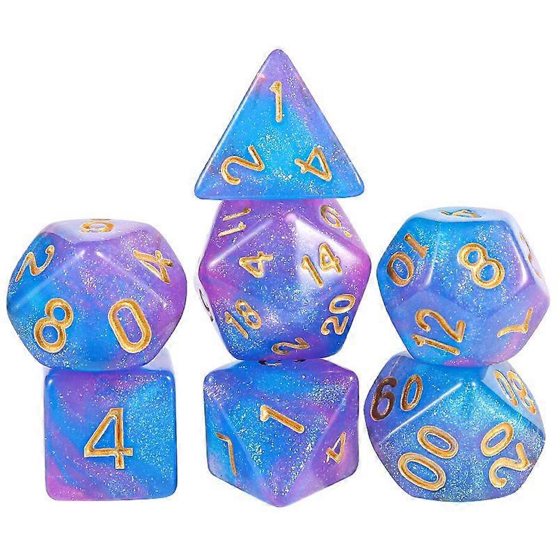 Multi-sided Dice Set Glitter Dice for Dungeons and Dragons RPG Green Mixed Black Nebula Dice