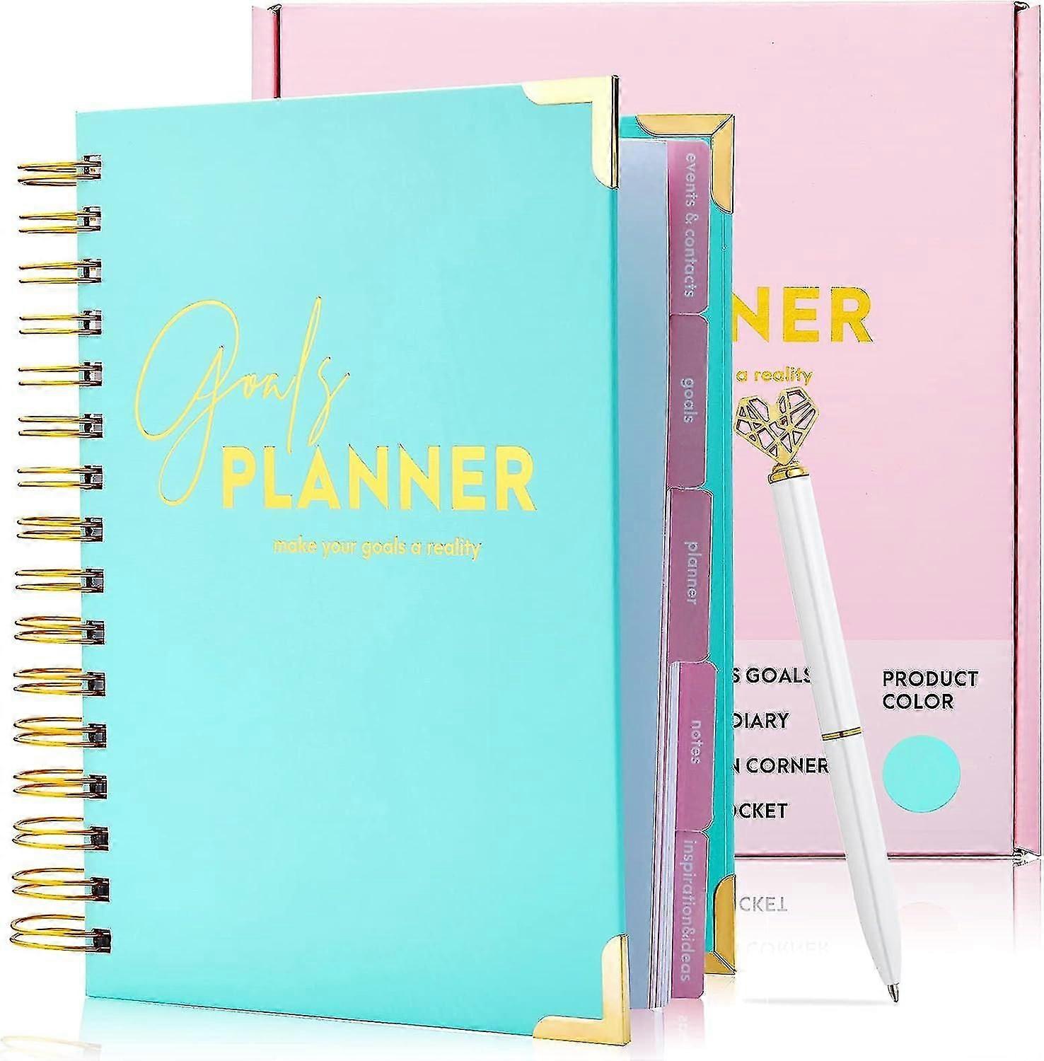 A5 Undated Daily Weekly Monthly Diary Journal Planner Agenda Notebook-make Your Goals A Reality -gratitude & Goals 6 Month Hardcover Spiral Bound Jour