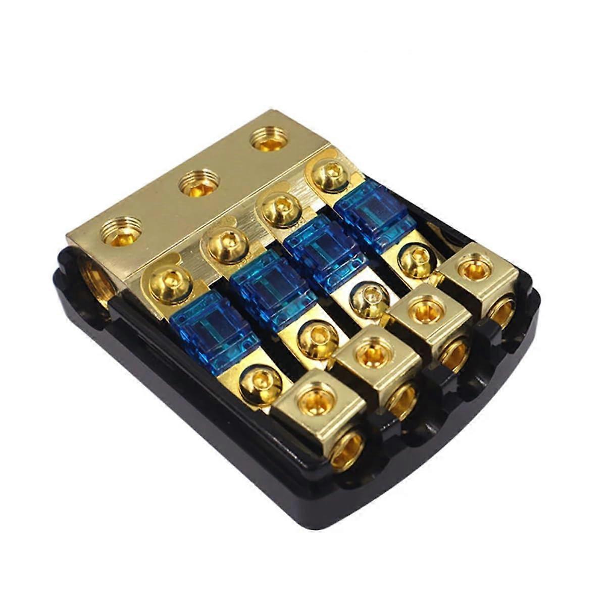 4 Way Mini ANL Fuse Holder HiFi Auto Fuse Distribution Block 0/2/4 Gauge in 4/8 Gauge Out