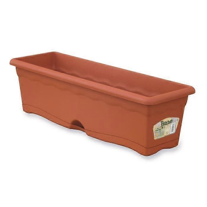 PLASTIKEN Rectangular planter Ø 60 x 20 cm with tray - Terracotta