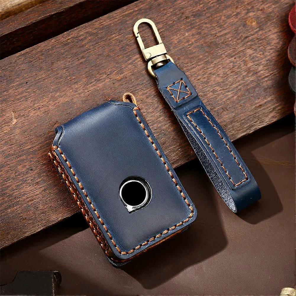 Leather Car Remote Key Shell Case Cover Compatible with Volvo XC60 V60 S60 XC70 V40 - Durable, Stylish, Black