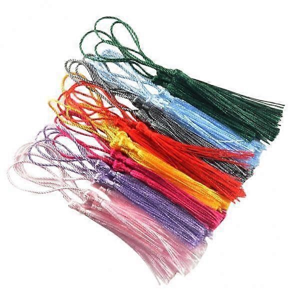 16-60pack 30 PCS Multicolored Silky Handmade Soft Craft Mini Tassels with Loops