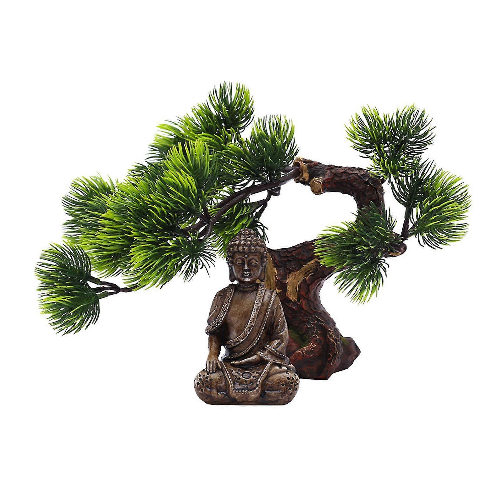 Artificial Bonsai Tree Buddha Statue Creative Desktop Ornament Decorative Bonsai