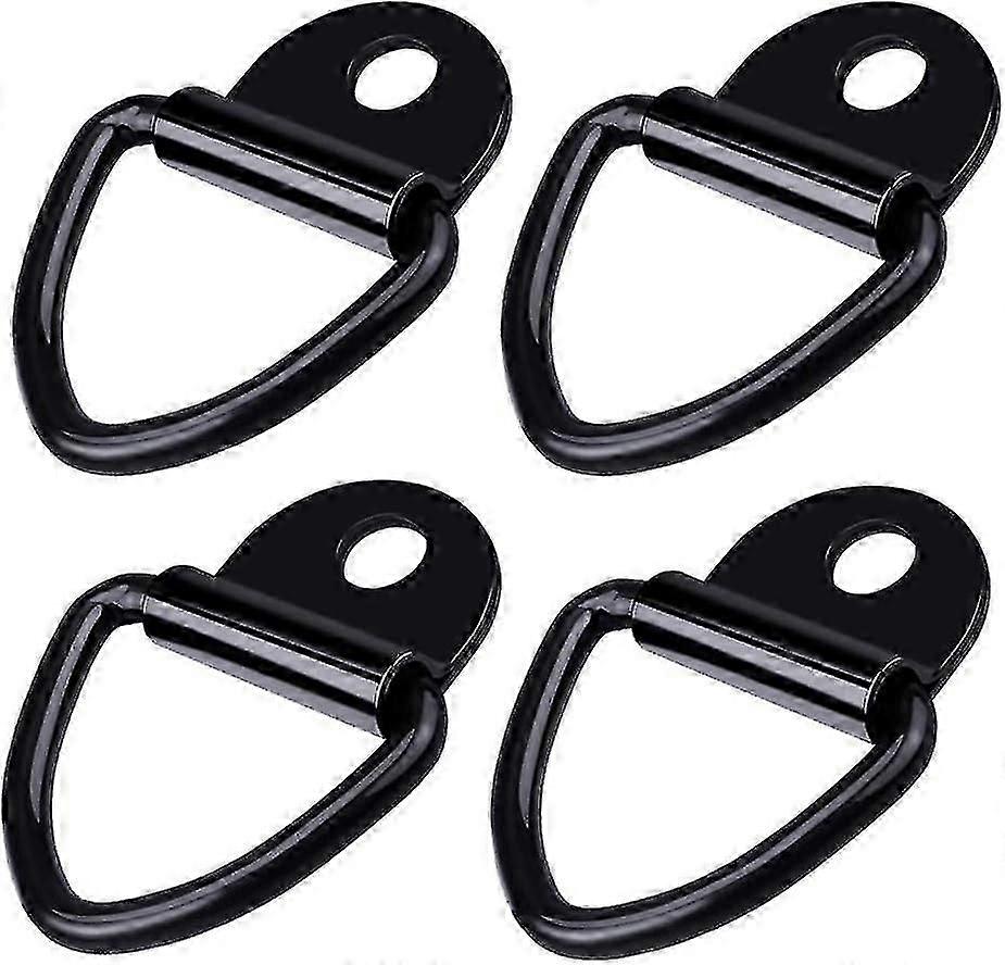 4 stykker bindering, D-ring ringtilhenger, kraftig rustfritt stål bindekrok, svart-yvan