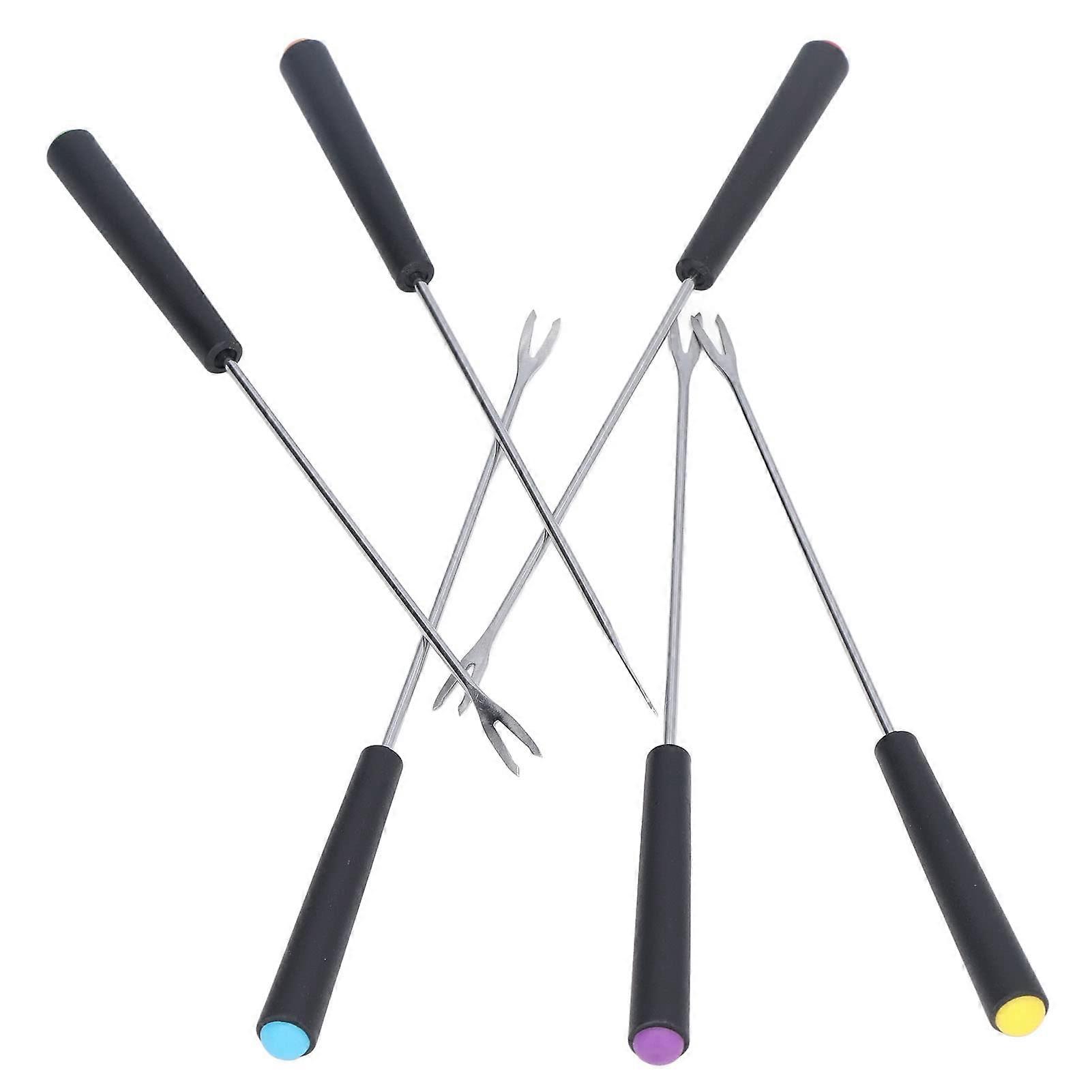 6 Piece Fondue Fondue Forks Set Stainless Steel Fondue Forks with Multicoloured Top, Rust Resistant, Easy to Hold, Essential Fondue Tableware