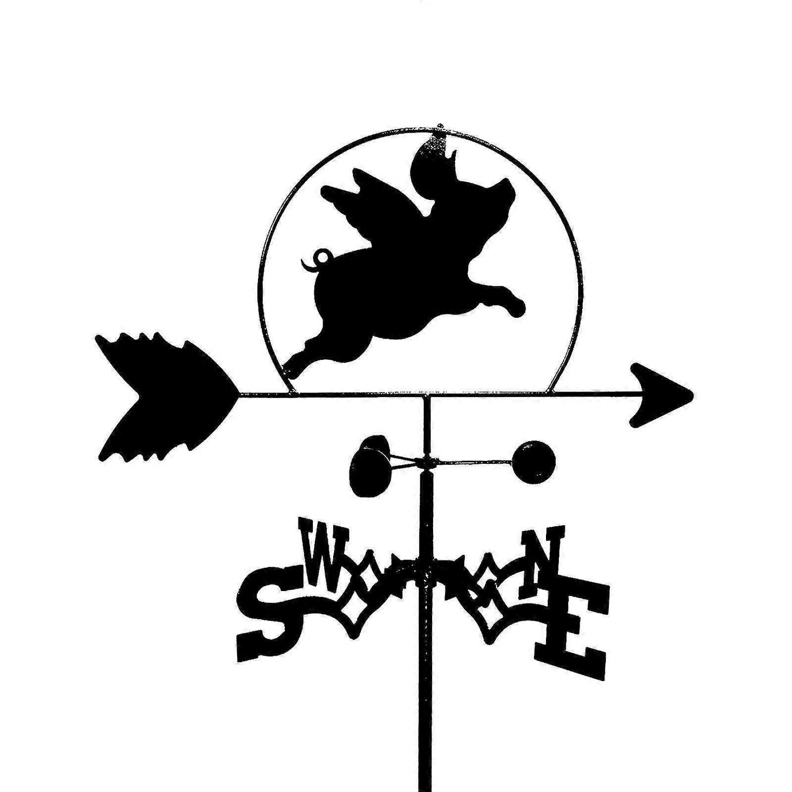Weathervane Flying Pig Silhouette Orientation Indicator With AntiRust Coating