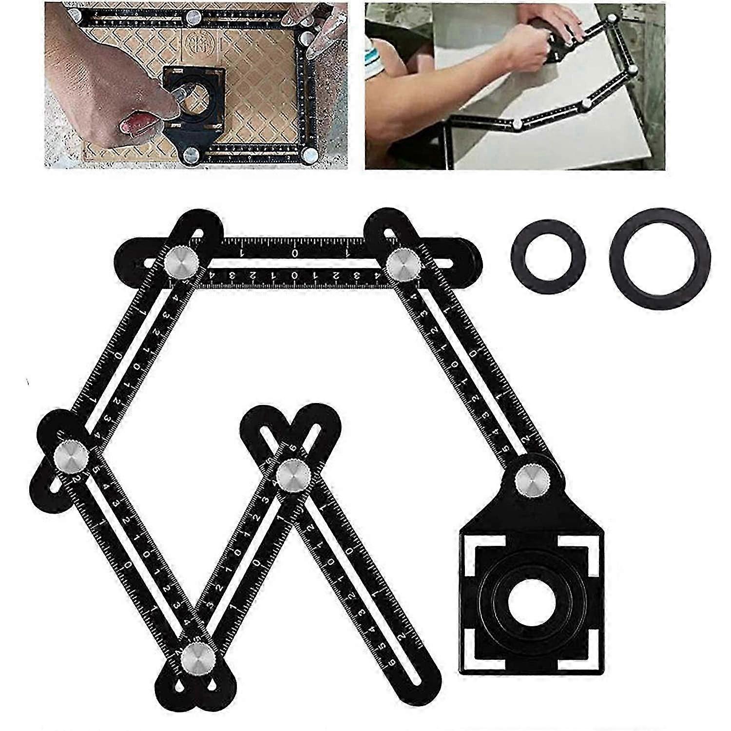 Multi Angle Tool,Multi Angle Measuring Ruler,6-Sided Angle Measurement Tool,Multi Angle Aluminum Alloy Measuring Ruler,Multifunctional Measuring Ruler
