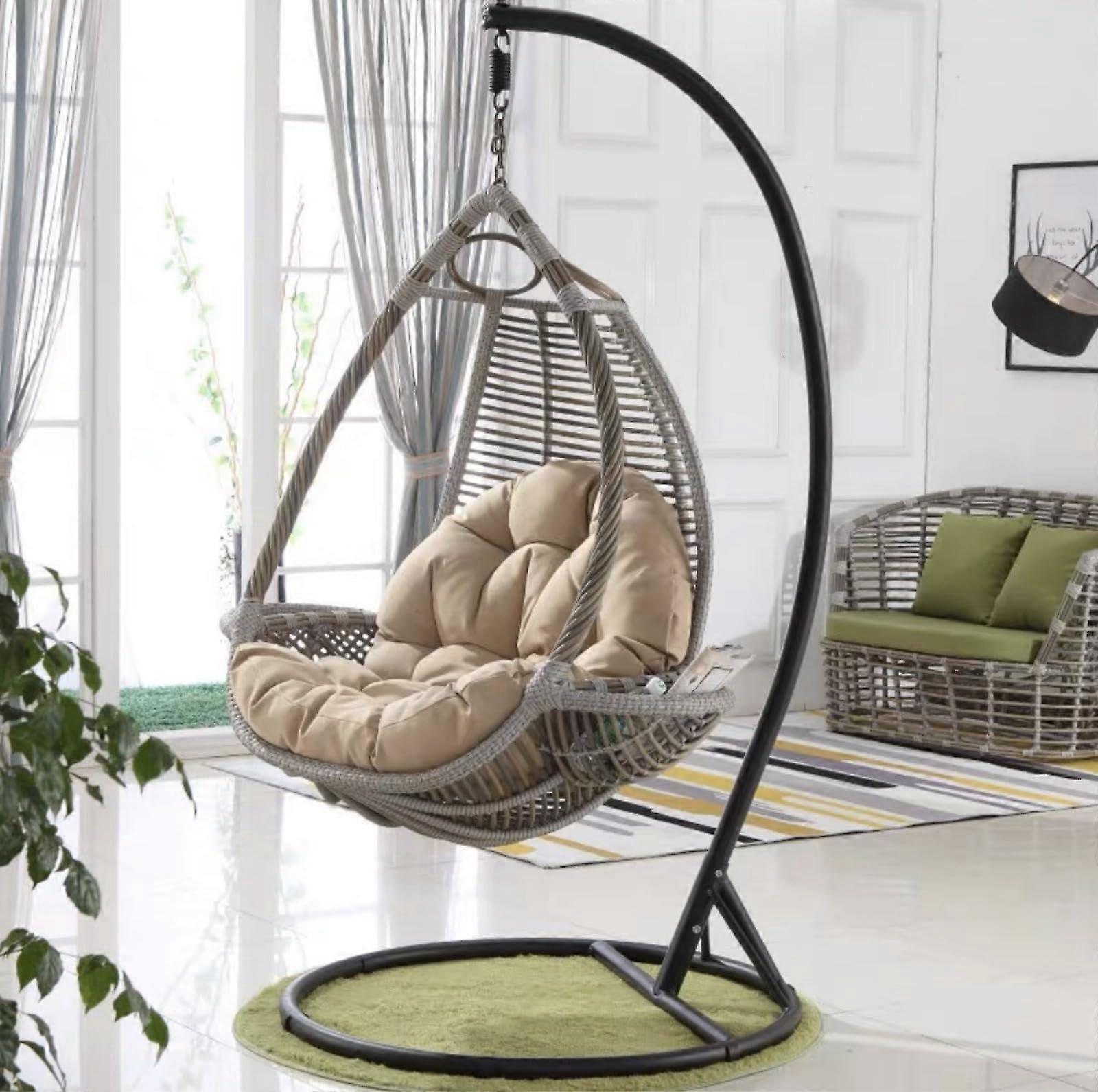 Cushion for hanging egg chair, large, thick, washable, for garden faux furniture, soft and comfortable (only cushion) Khaki 120x80cm