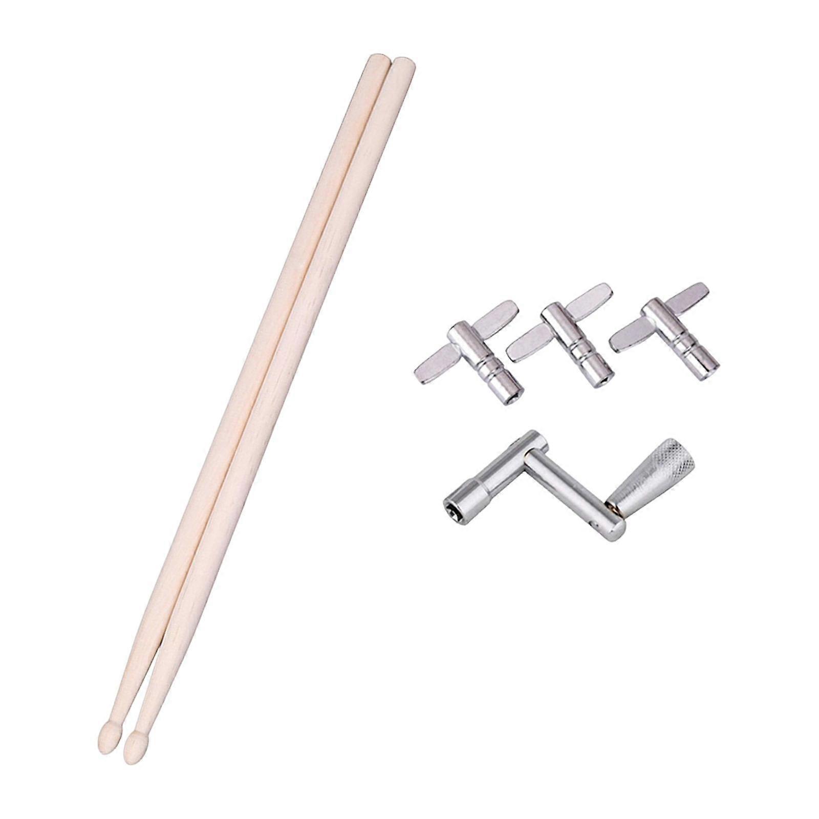 Wood Drumsticks 3Drum Tuning Key & 1 Continuous Motion Speed Keys for Snare Drum