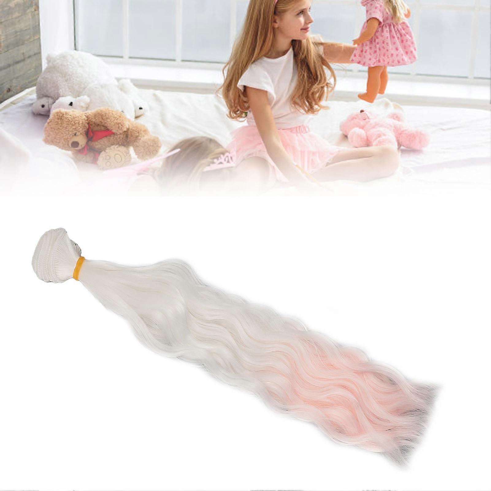 25cm White Pink Gradient Curly Doll Wig Type 1, 1m Width