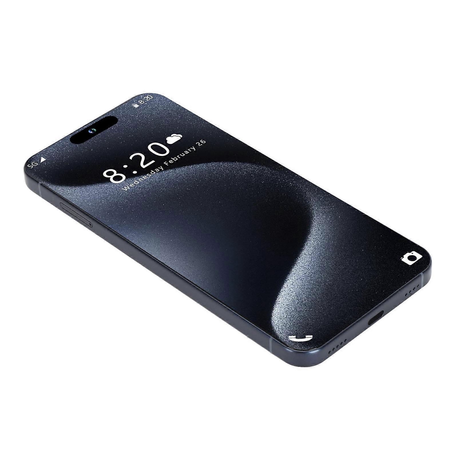 I15PROMAX Unlocked Smartphone for Android 14.0 Dual Sim 12GB RAM 256GB ROM 8MP+24MP Dual Camera 6800mAh Battery 100‑240V Cell Phone Blue EU Plug