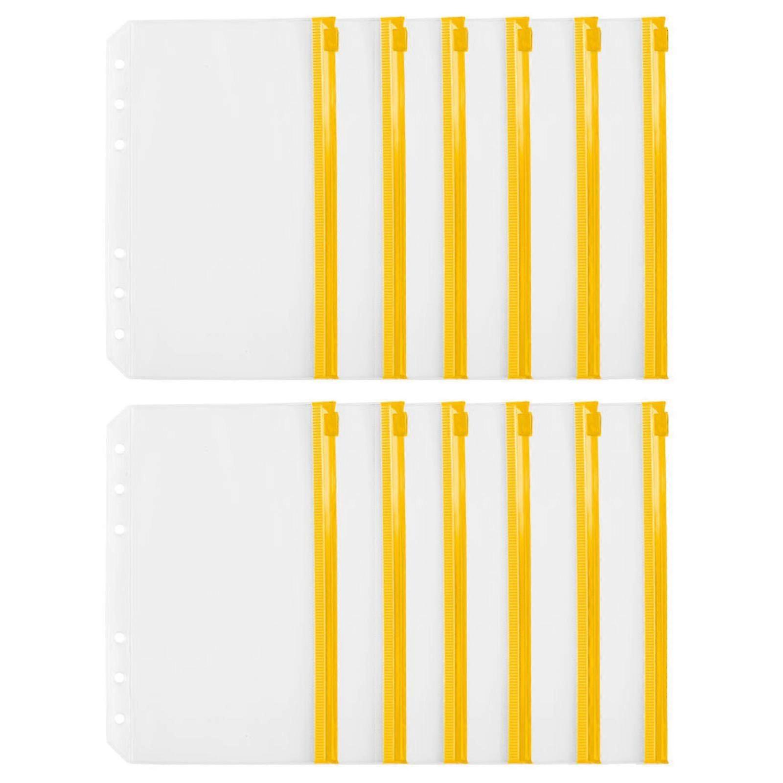 12pcs A6 Binder Pockets with 6 Holes for Budget Cash Envelopes, Transparent Zipper Folders for Organizing