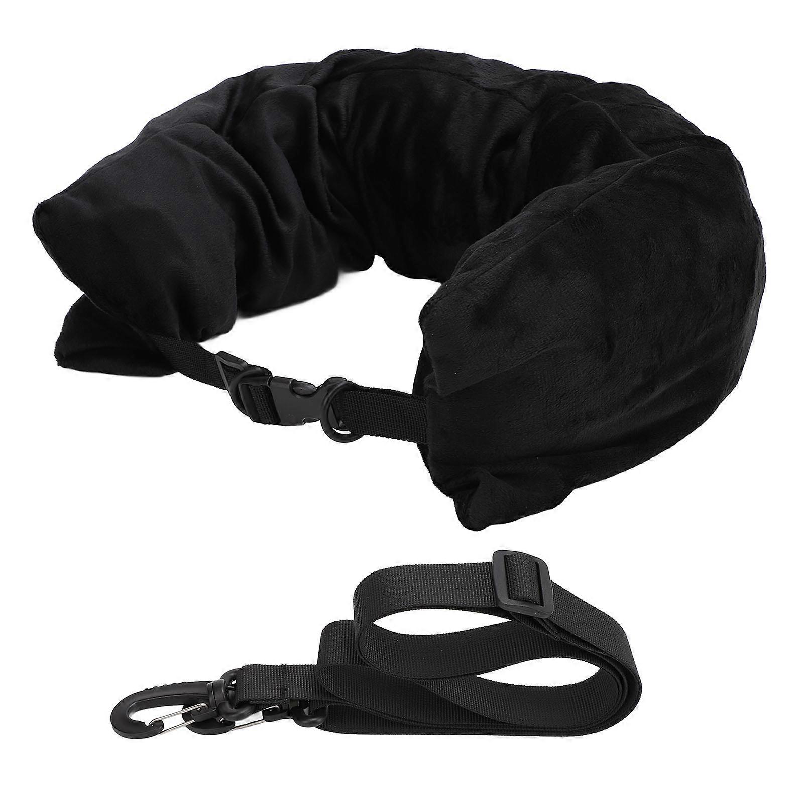 Travel Neck Pillow U Shape Stuffable with Adjustable Strap Soft Packable Fillable Pillow with Storage Bag Black for Comfort