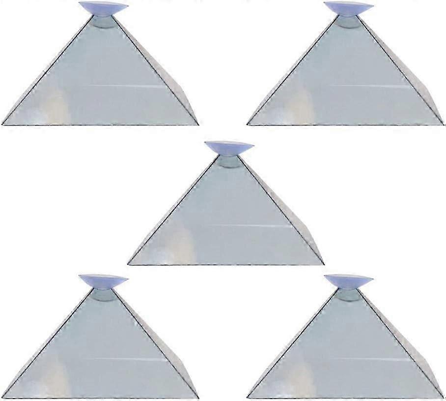 5pcs Universal 3D Hologram Pyramid Display Projector Video Stand for Smart Mobile Phone, 360 Degree Images Interaction Display Projector
