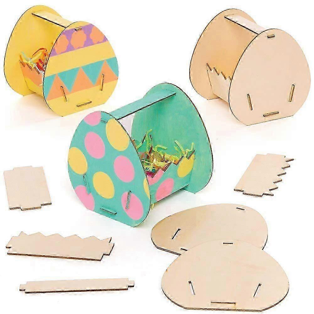 Wooden Easter Egg Baskets (4-Pack), Easter Crafts, Kids Crafts, Easter Gifts