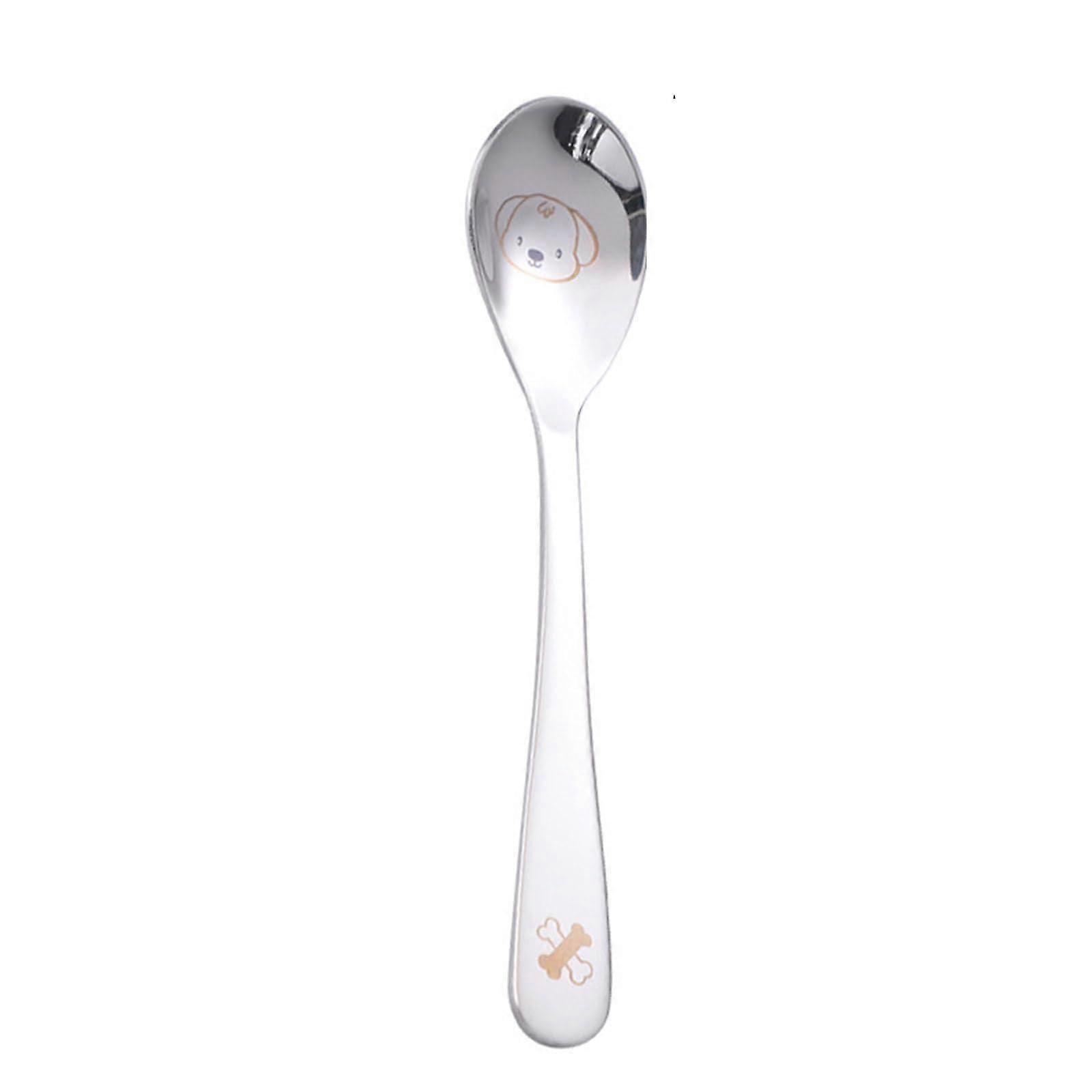 Fork Ice Cream Tool Teaspoon Stainless Steel with Animal Pattern Ergonomic Handle