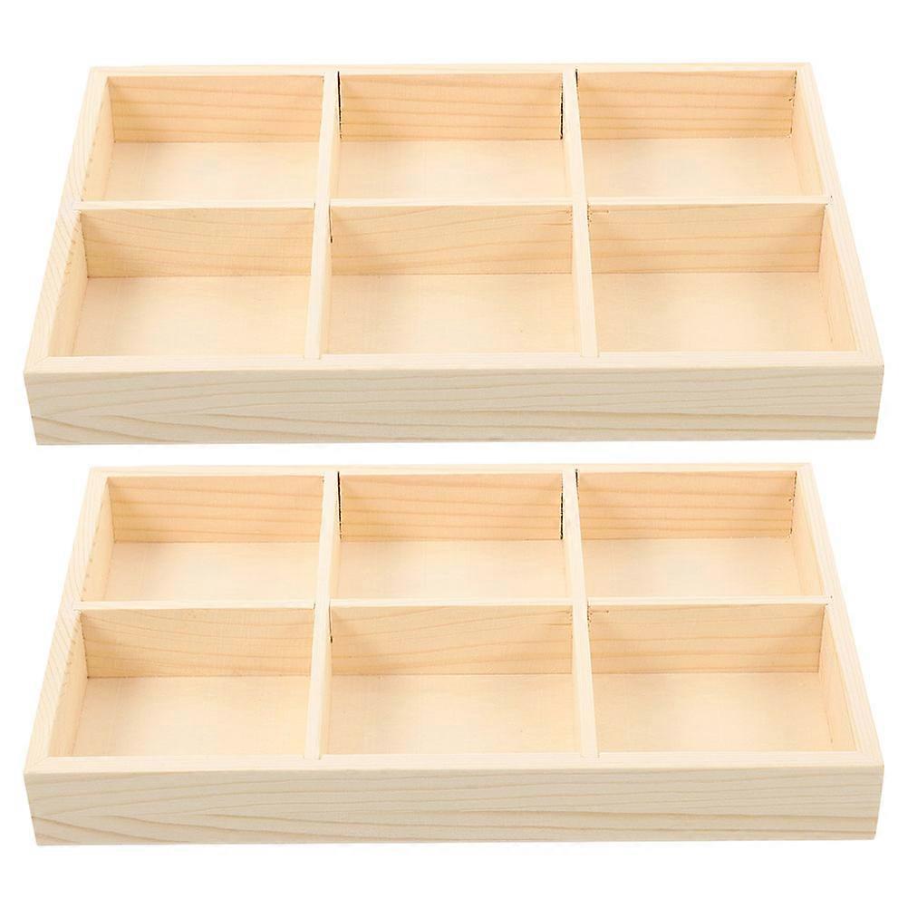 Wooden Organizer Box Display Tray for Arts Crafts Snacks Tea Bags Stationery Unfinished Divider Compact Versatile Storage