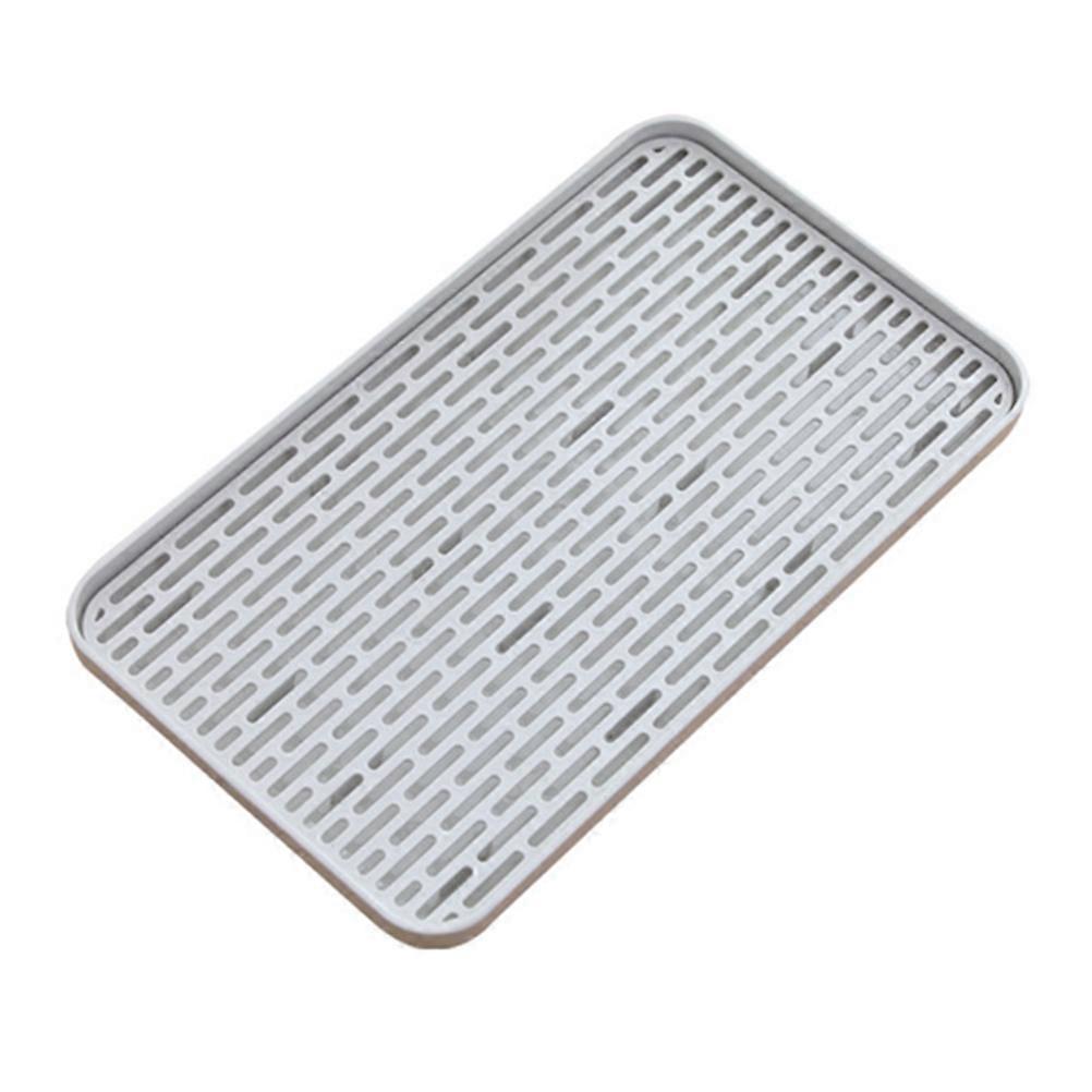 Double Layer Drain Tray Bottle Dryer, Compact Grey Plastic Dish Drainer Rack for Bottles and Utensils