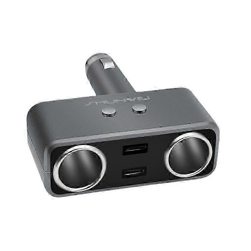 Car cigarette lighter one-to-three multi-function socket one-to-two power distributor conversion plug car charger-grey SD-1925