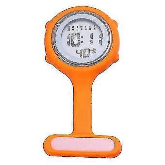 Multifunktionale Silikon-Krankenschwester-Uhr Leuchtende Alarm-Chronograph Digitale Brustuhr - Orange