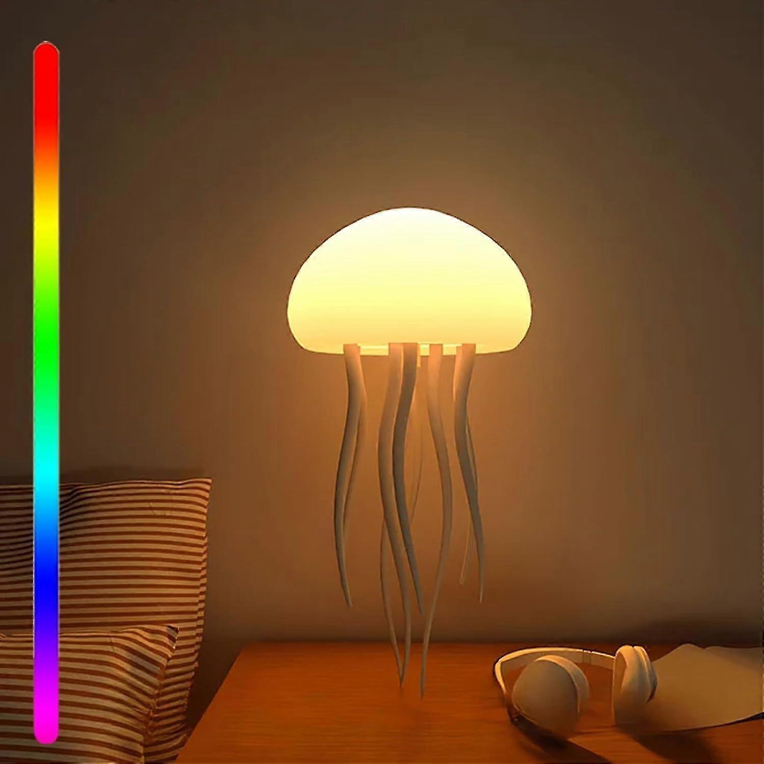 Lampe méduse flottante - Lumière LED RGB Gradient Jellyflow avec commande vocale et veilleuse portable rechargeable