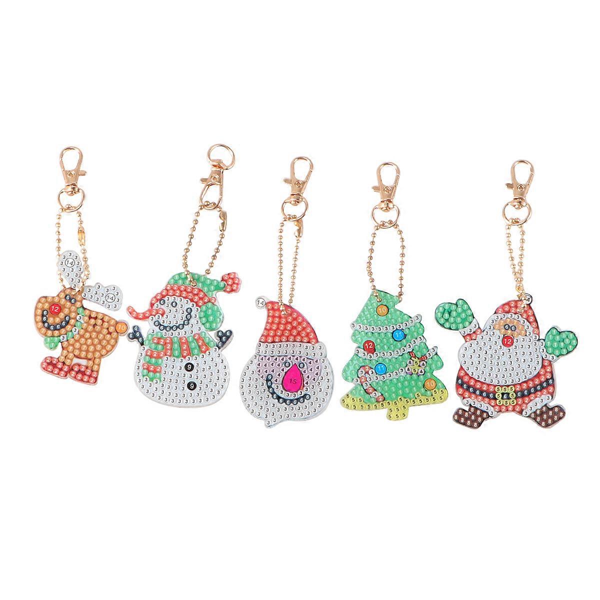 Keychain Making Supplies PC Material Handmade Design Bright Drill Keyring For Purses 5Pcs