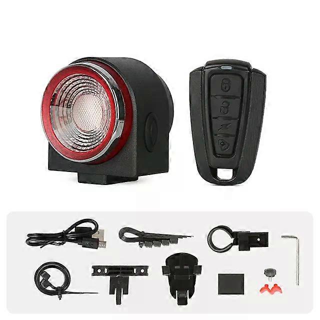 Bicycle Parts ANTUSI A8 Auto Brake Taillight Anti-theft Alarm Lock Remote Smart Sense Bicycle Rear Light Wireless Bell Bike Lamp Waterproof