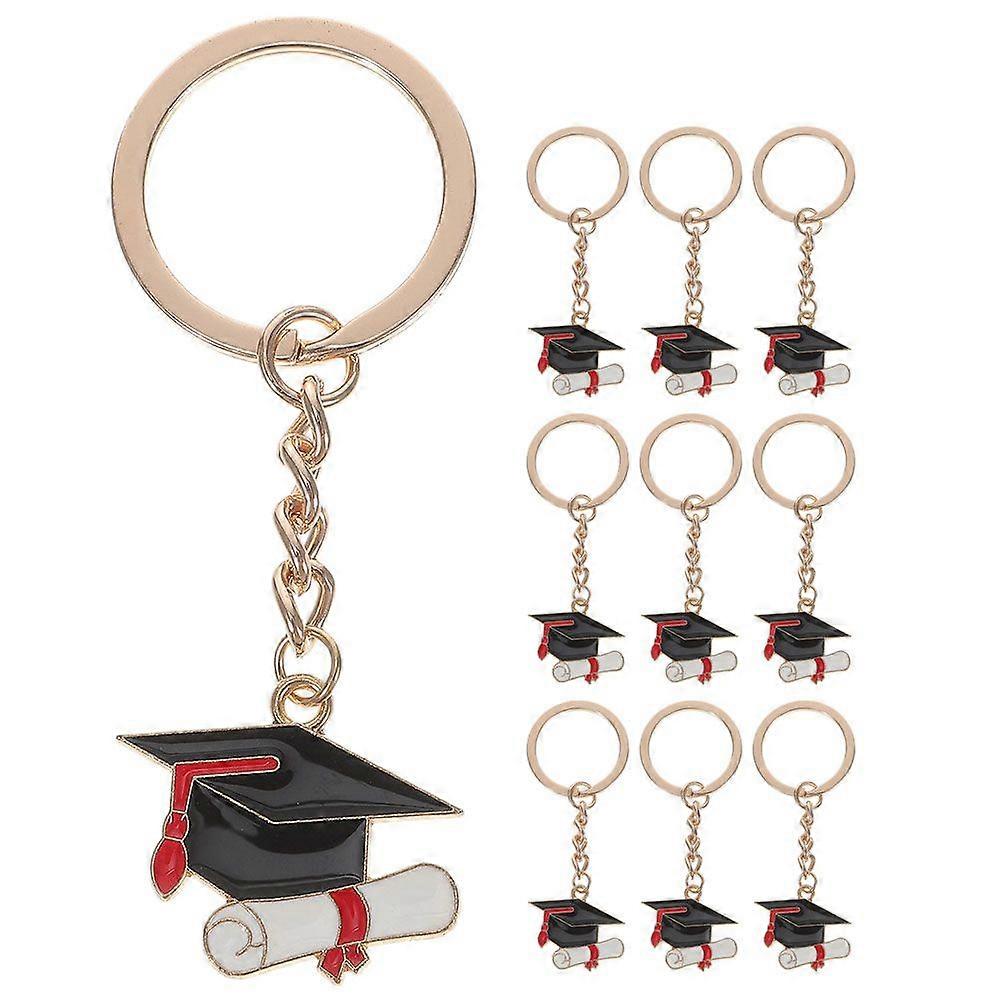 10pcs Class Of 2025 Graduation Keychains Metal Grad Cap Key Chains Bulk Graduation Present Party Favors For College Keys Backpack Assorted Color