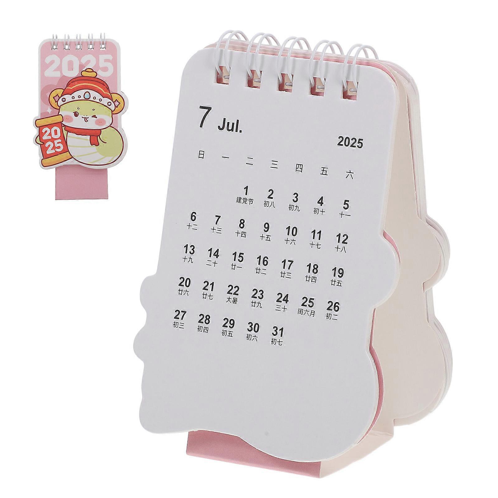 Aesthetic Desk Calendar Creative Desk Calendar Pink 9.50X6.50X3.50CM Daily Use Standing Calendar 1Set