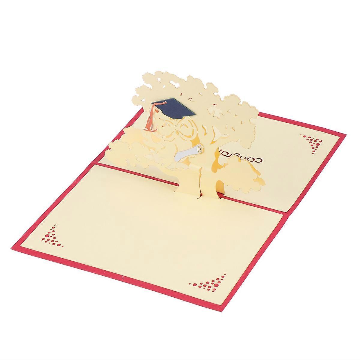 Congratulations Graduate Card Red 3D Effect Graduation Decorations Graduation Message Card 1Set