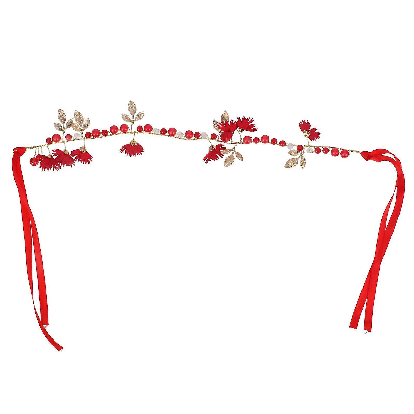 Bridal Hair Accessory Sparkly Rhinestone Hair Vine Imitation Pearl Ribbon Headband For Wedding Special Occasions 1Pcs