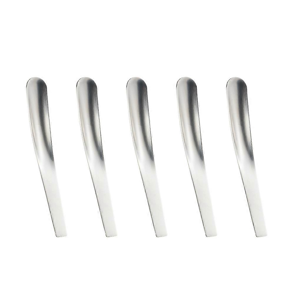 Mini Coffee Spoons Stainless Steel Material Simple Design for Tea Time Silver 5Pcs