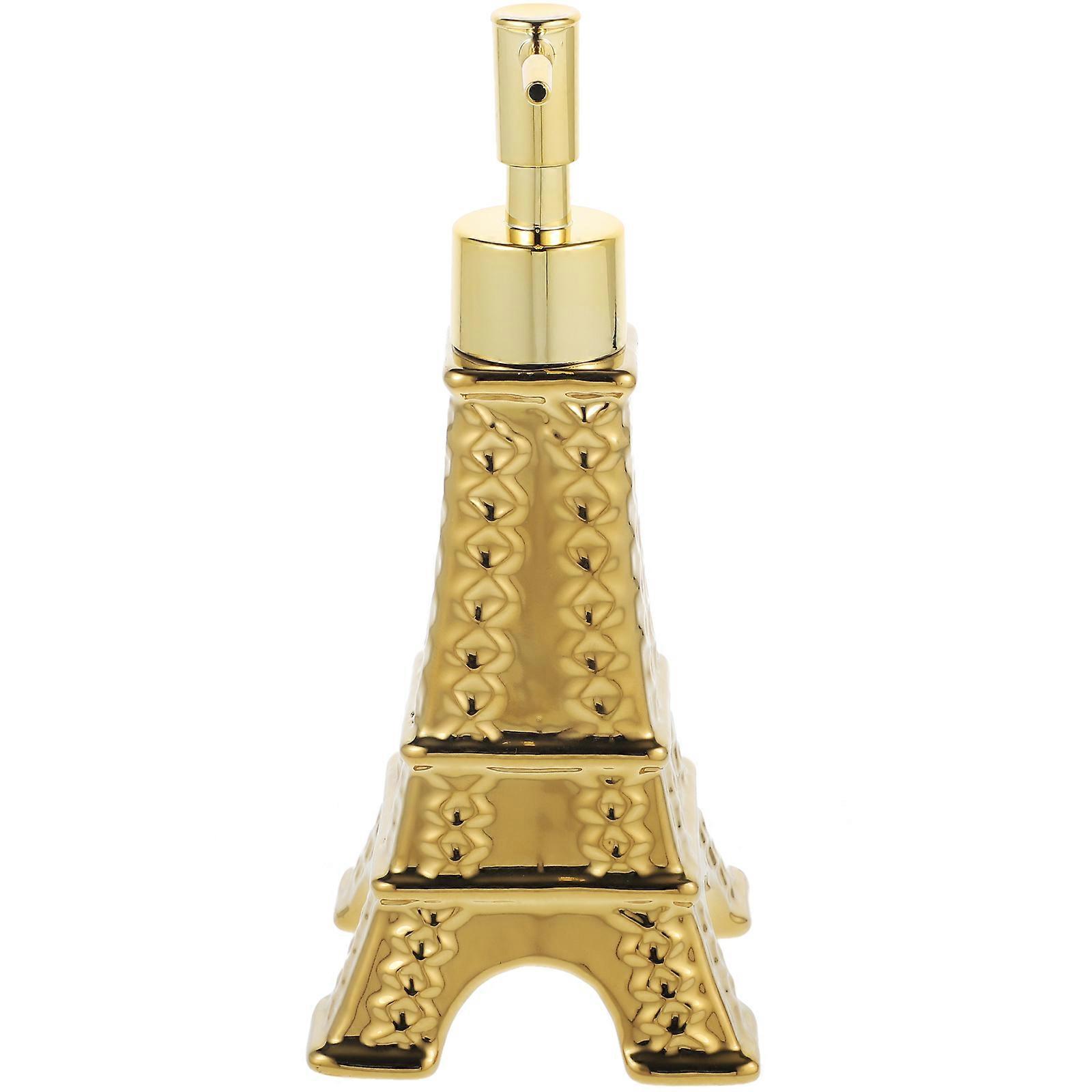 Golden Bath Soap Bottle Dispenser Shampoo Storage Eiffel Tower Shape Simple Appearance Office Use 200ml 1Pcs