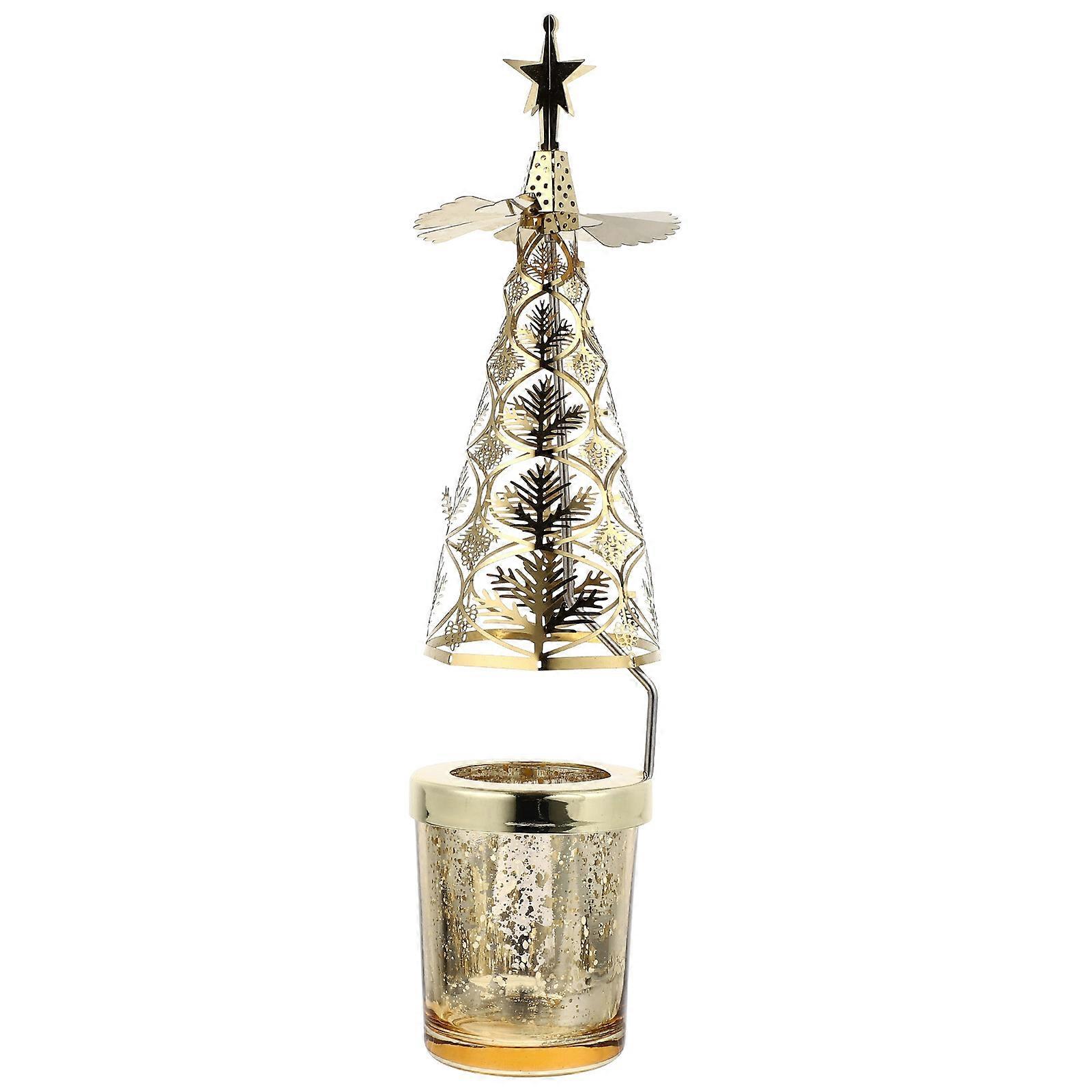 Seasonal Celebration Candles Tree Shape Golden 5.5X5.5X24CM Rotatable 1Pack