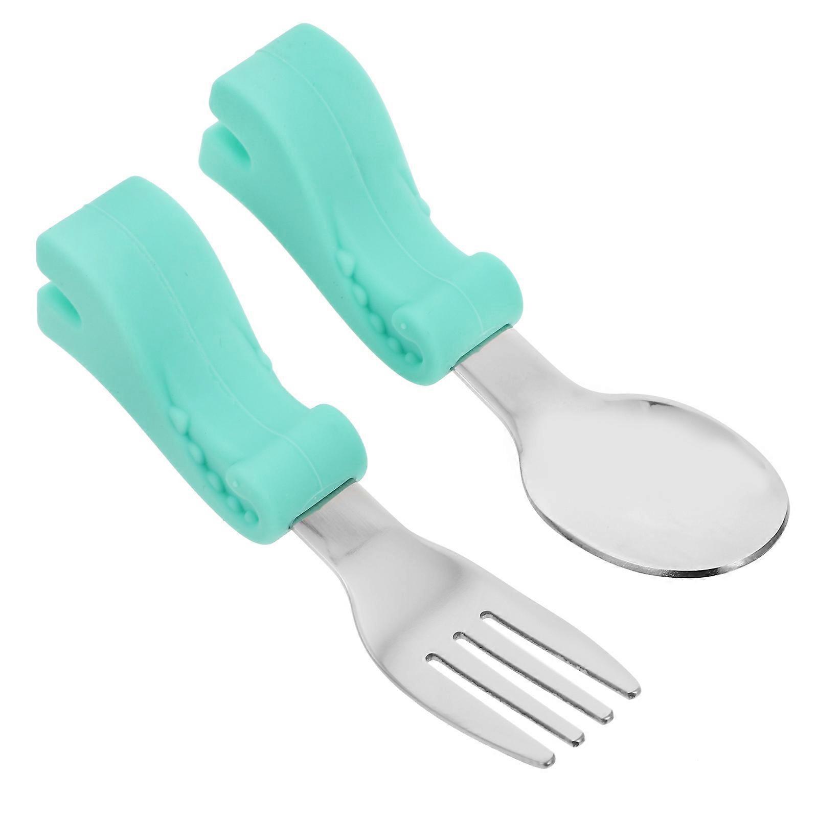 Cutlery Set Stainless Steel Fork and Mealtime Small 9.2X2.9CM Dinosaur Pattern Curved and Passivated 1Set