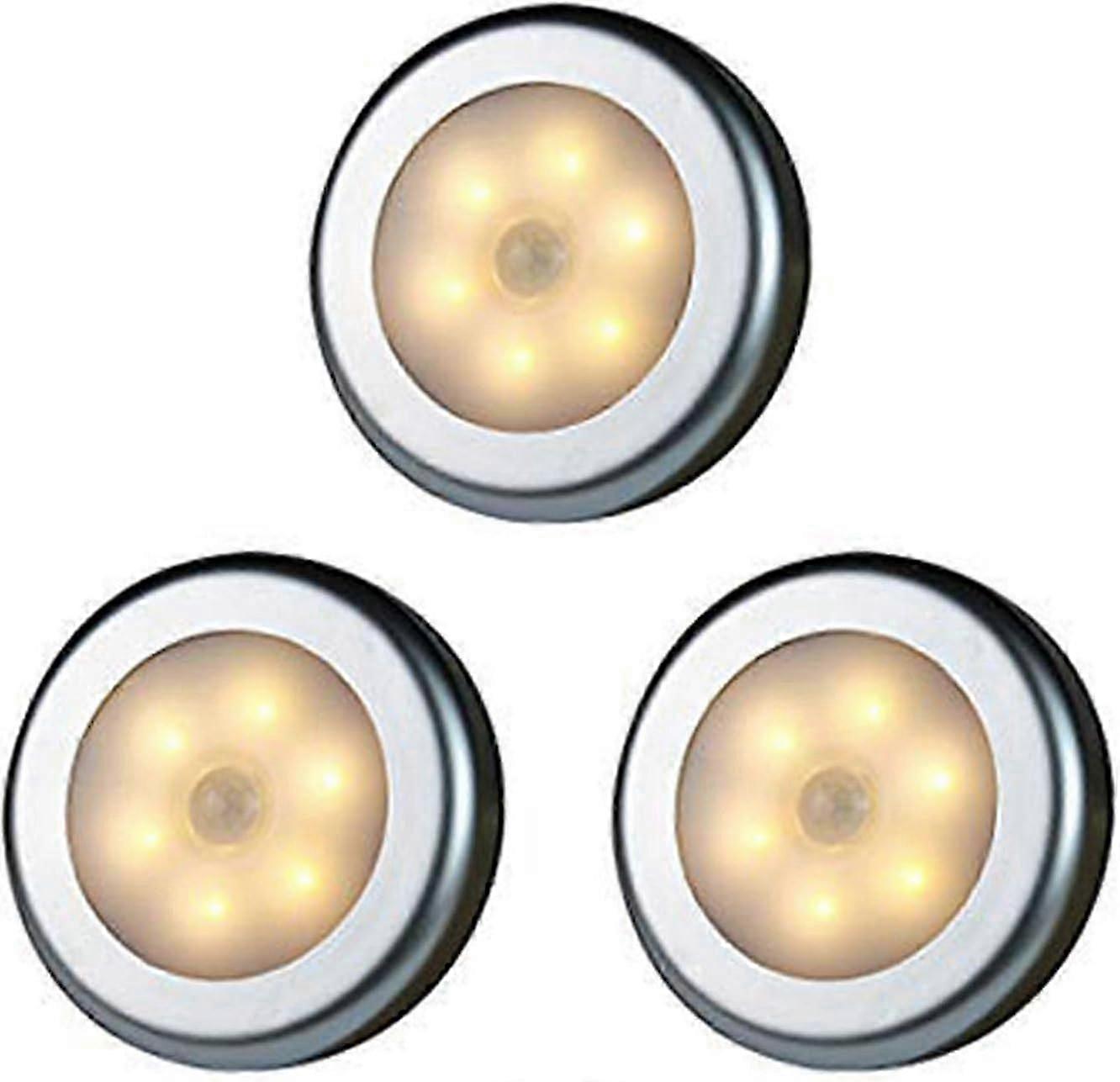 Wireless Motion Sensor LED Closet Light - 3 Pieces Silver Shell (Warm Light)