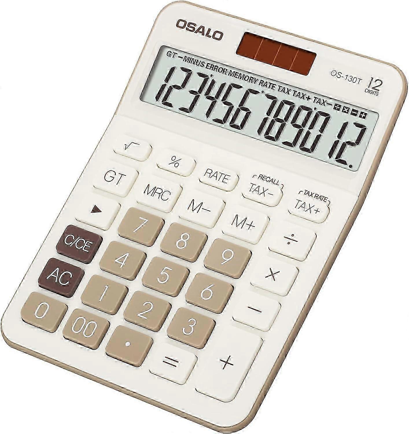 Calculator Large Display Large Buttons 12-Digits Office Desk Calculator with VAT Tax Function
