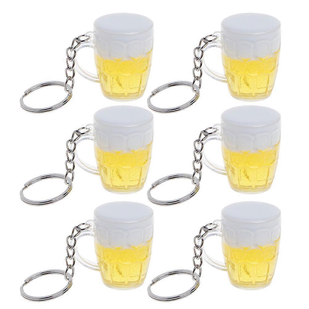 Bottle Opener Pendant Acrylic Keychain Yellow Mini Cup Pendant Decoration Party 6Pcs