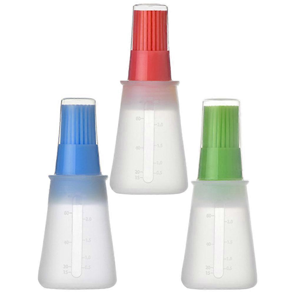 Kitchen Oil Bottles Silicone Basting Brush Bottle Bars Heat Resistant Condiment Storage Square 3Pcs