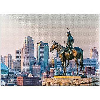 A estátua do escoteiro no centro de Kansas City. - Quebra-cabeça Premium de 1000 peças para adultos estilo 601