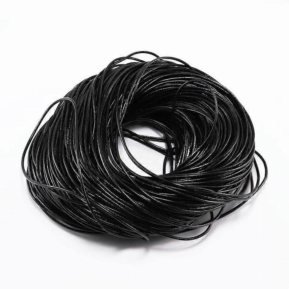 Genuine Cowhide Leather Cord 1.0mm x 5M - Black Round String for DIY Bracelets and Jewelry Making, 1-6mm Thickness