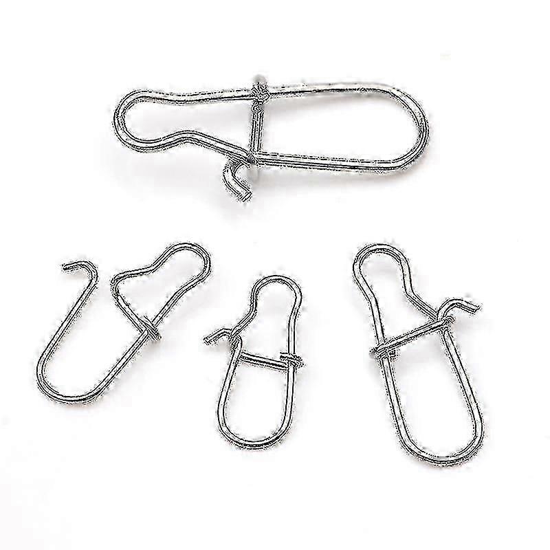 100個のフィッシングバレルスイベルルアーコネクタフック付きスナップピン耐久性のある304ステンレス鋼製