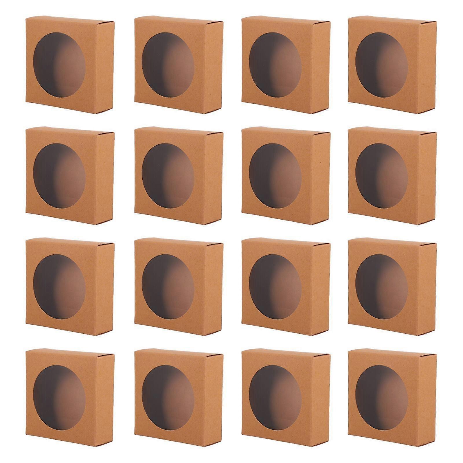 Khaki Collapsible Dessert Boxes with Transparent Window for Storage Use 25pcs