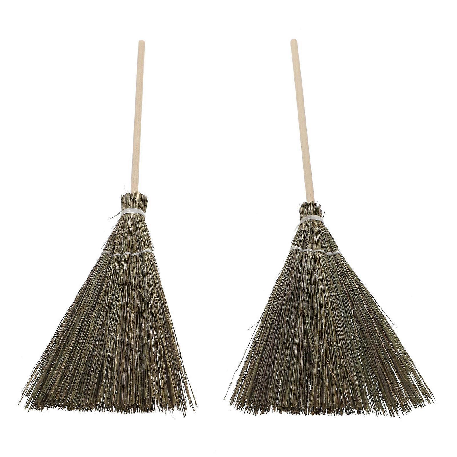 2pcs Miniature Brooms for Dollhouses Pretend Play Cleaning Accessories for DIY Craft and Toy Room Decoration