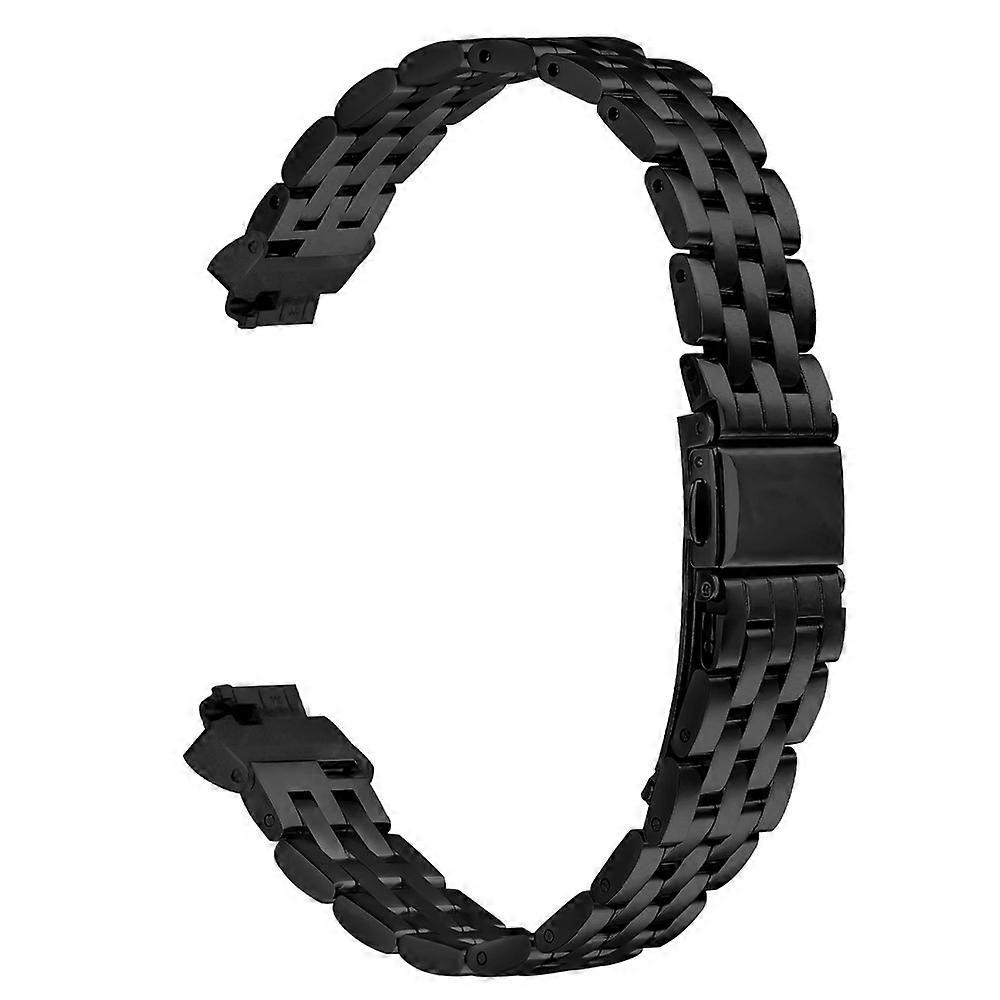 متوافق مع Fitbit Inspire 2 Watch Band Slim Five Bead حزام أسود من الفولاذ المقاوم للصدأ